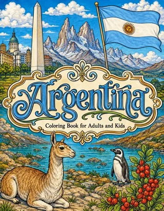 Argentina Coloring Book for Adults cover illustration by Louisa May Carson