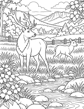 Detailed coloring page of Boxley Valley elk