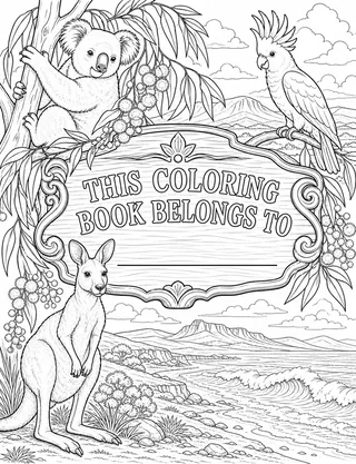 Belongs-To Page inside Australia Coloring Book for Adults