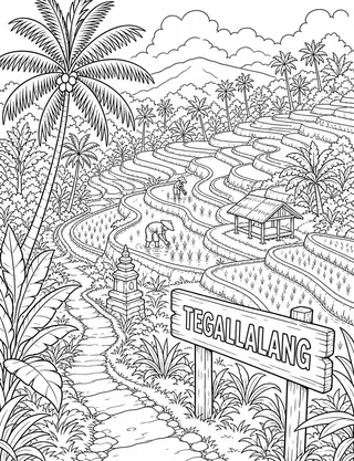 Detailed coloring page of Uluwatu Cliffside Temple