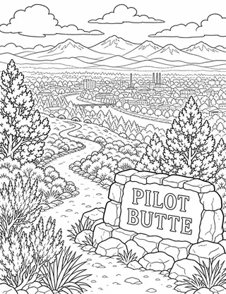 Detailed coloring page of Smith Rock