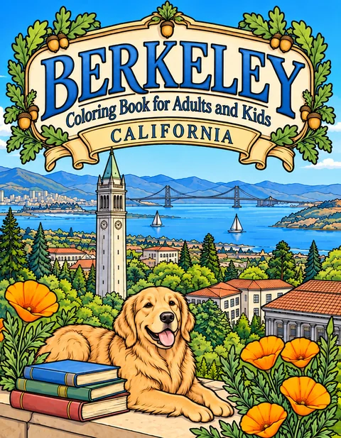Berkeley Coloring Book for Adults cover illustration by Louisa May Carson