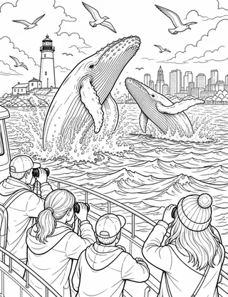 Detailed coloring page of The Charles River Esplanade