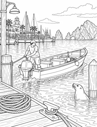Detailed coloring page of Marina Panga Departure