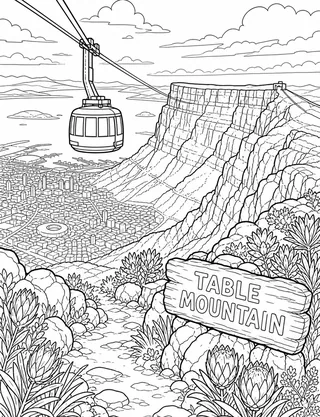 Detailed coloring page of Bo-Kaap Street and Historic Homes
