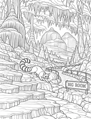 Detailed coloring page of Big Room Hall of Giants panorama
