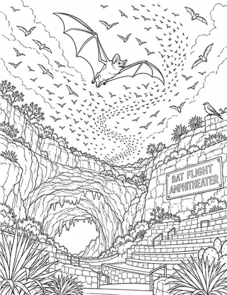 Detailed coloring page of Bat Flight Amphitheater emergence