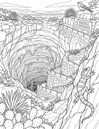 Detailed coloring page of Natural Entrance switchback descent