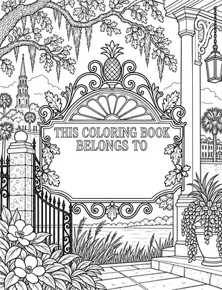 Belongs-To Page inside Charleston Coloring Book for Adults