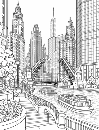 Detailed coloring page of Historic Wrigley Field