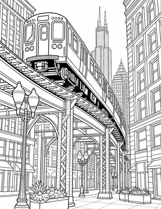 Detailed coloring page of Millennium Park'S Open Lawns
