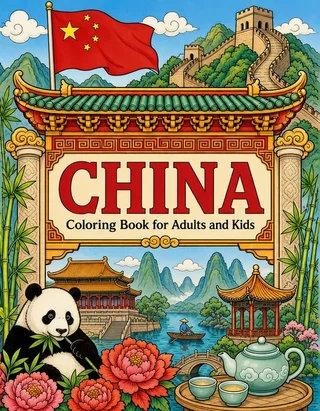 China Coloring Book for Adults cover illustration by Louisa May Carson