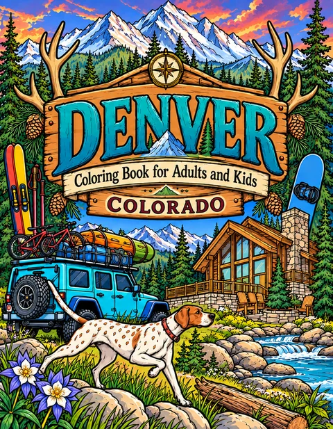 Denver Coloring Book for Adults cover illustration by Louisa May Carson
