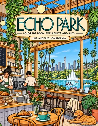 Echo Park Coloring Book for Adults cover illustration by Louisa May Carson
