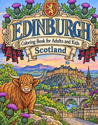Edinburgh Coloring Book for Adults cover illustration by Louisa May Carson