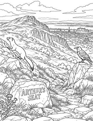 Interior colouring page from Edinburgh Coloring Book for Adults