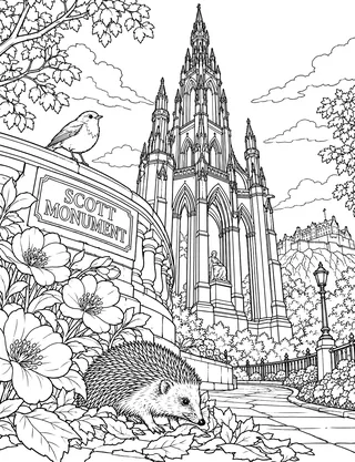 Interior colouring page from Edinburgh Coloring Book for Adults