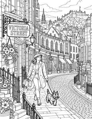 Interior colouring page from Edinburgh Coloring Book for Adults