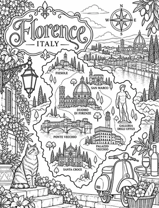 Illustrated travel map of Florence landmarks and attractions