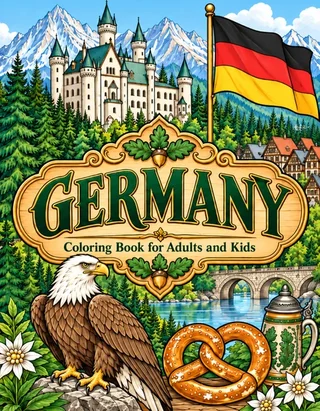 Germany Coloring Book for Adults cover illustration by Louisa May Carson