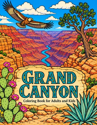 Grand Canyon Coloring Book for Adults cover illustration by Louisa May Carson