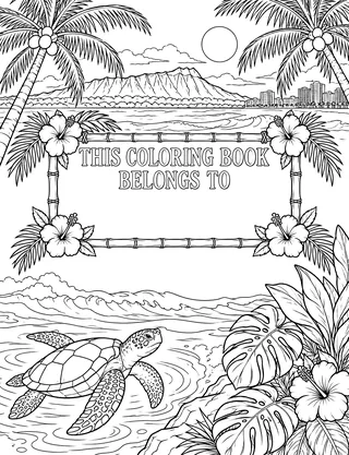 Belongs-To Page inside Honolulu Coloring Book for Adults