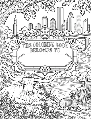Belongs-To Page inside Houston Coloring Book for Adults