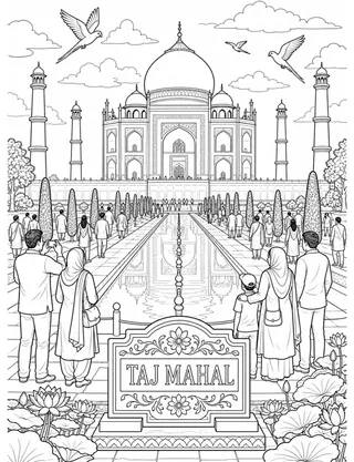 Detailed coloring page of Varanasi Ghats at Sunrise featuring Dashashwamedh Ghat sign