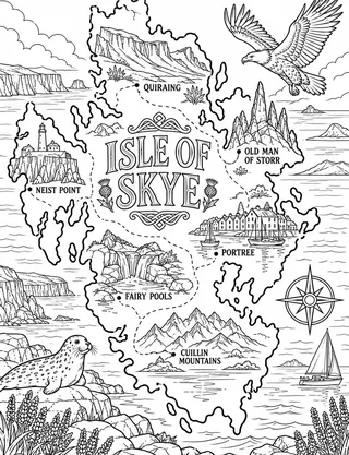 Illustrated travel map of Isle of Skye landmarks and attractions