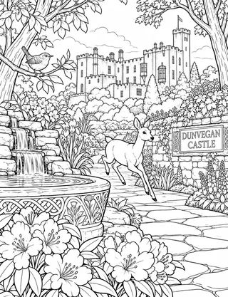 Detailed colouring page of Dunvegan Castle