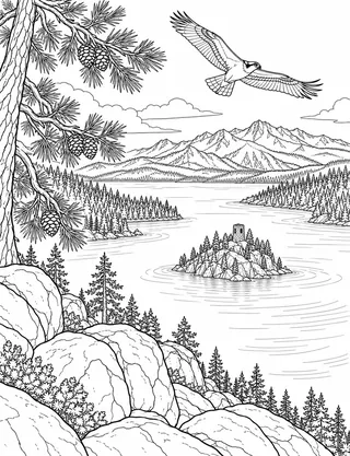 Detailed coloring page of Emerald_bay_fannette_island
