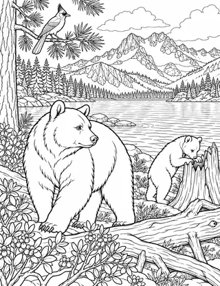 Detailed coloring page of Fallen_leaf_lake_black_bear
