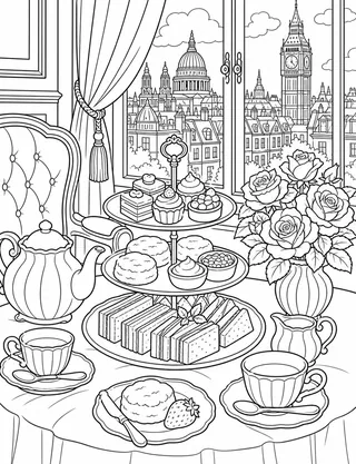 Detailed colouring page of Historic Houses of Parliament and Big Ben
