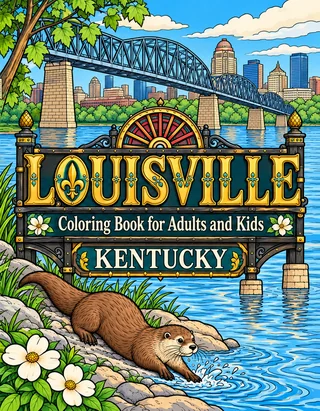 Louisville Coloring Book for Adults cover illustration by Louisa May Carson