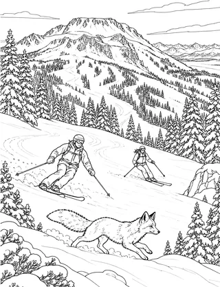 Detailed coloring page of Mammoth_mountain_ski_descent