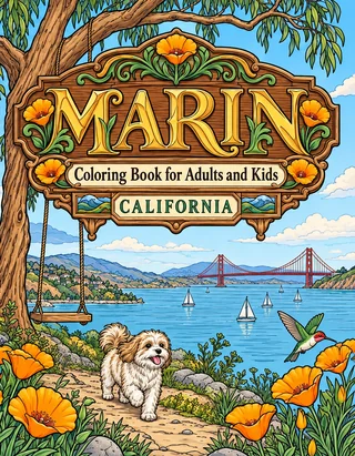 Marin Coloring Book for Adults cover illustration by Louisa May Carson