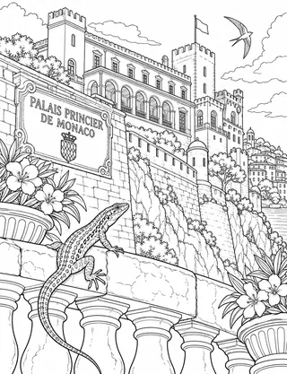 Detailed coloring page of Prince Palace on the Rock