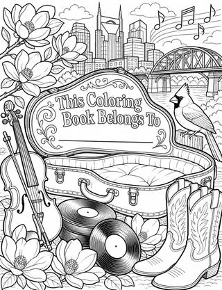 Belongs-To Page inside Nashville Coloring Book for Adults