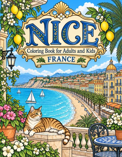 Nice Coloring Book for Adults cover illustration by Louisa May Carson