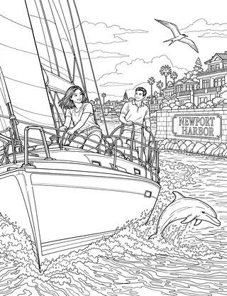 Detailed coloring page of Newport Harbor