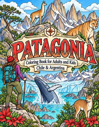 Patagonia Coloring Book for Adults cover illustration by Louisa May Carson