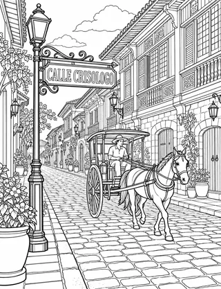 Detailed coloring page of Calle Crisologo