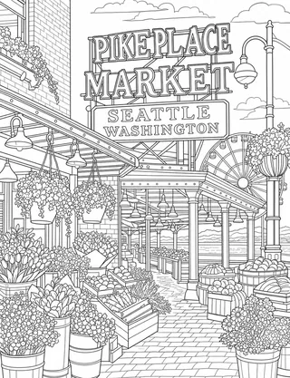 Detailed coloring page of Mount Rainier