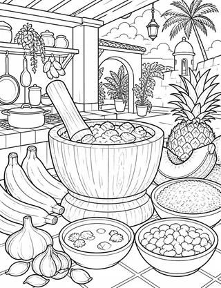 Detailed coloring page of El Yunque Tropical Rainforest