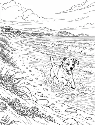 Detailed coloring page of Pampelonne Beach Dunes and Shore