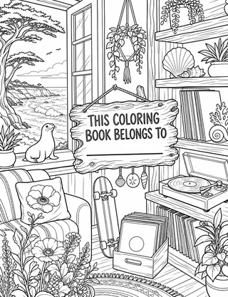Belongs-To Page inside Santa Cruz Coloring Book for Adults