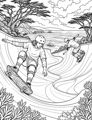 Detailed coloring page of Natural Bridges State Beach