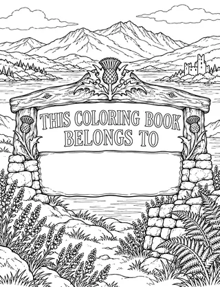 Belongs-To Page inside Scottish Highlands Coloring Book for Adults