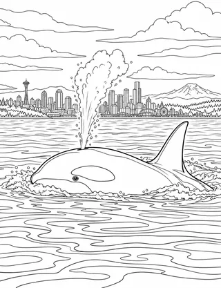 Detailed coloring page of Puget Sound Orca