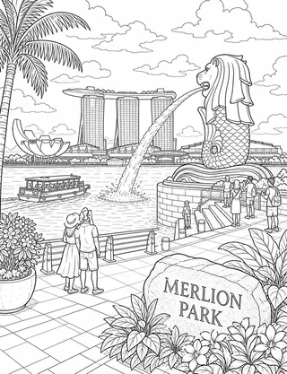 Detailed coloring page of Gardens by the Bay Supertree Grove